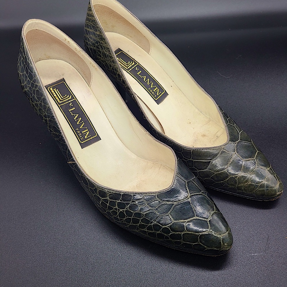 Vintage Deep Olive Lanvin Pumps